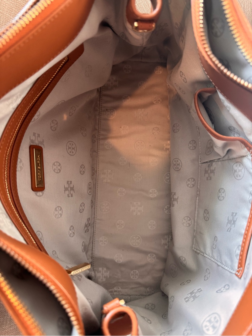 Tory Burch Cognac Leather Satchel with Detachable Strap - Picture 9 of 10